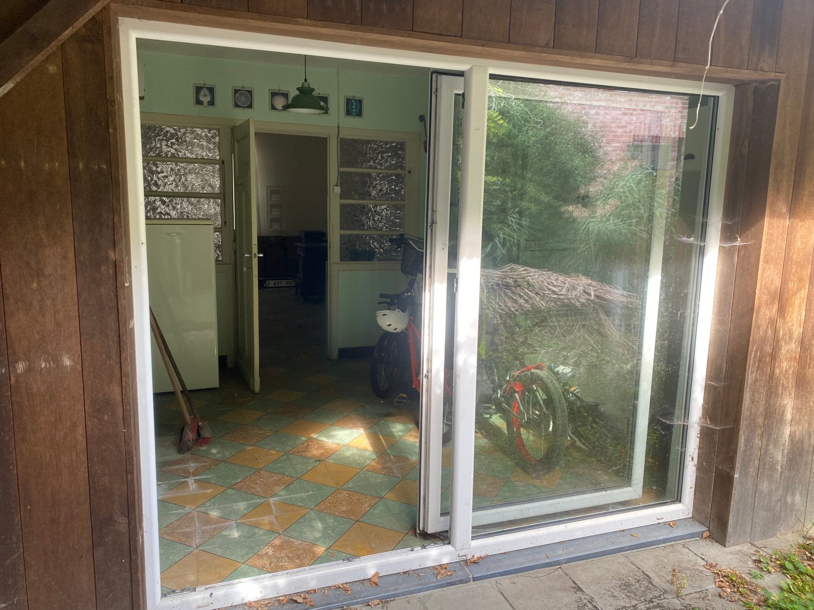Porte-fenetre / schuifraam PVC, Doe-het-zelf en Bouw, Ophalen, Kunststof, Gebruikt, 225 cm of meer
