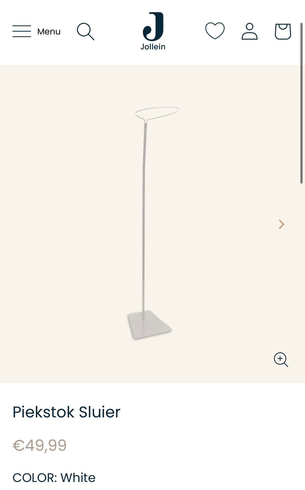 Piekstok Jollein + beige hemel Jollein, Kinderen en Baby's, Ophalen, Zo goed als nieuw