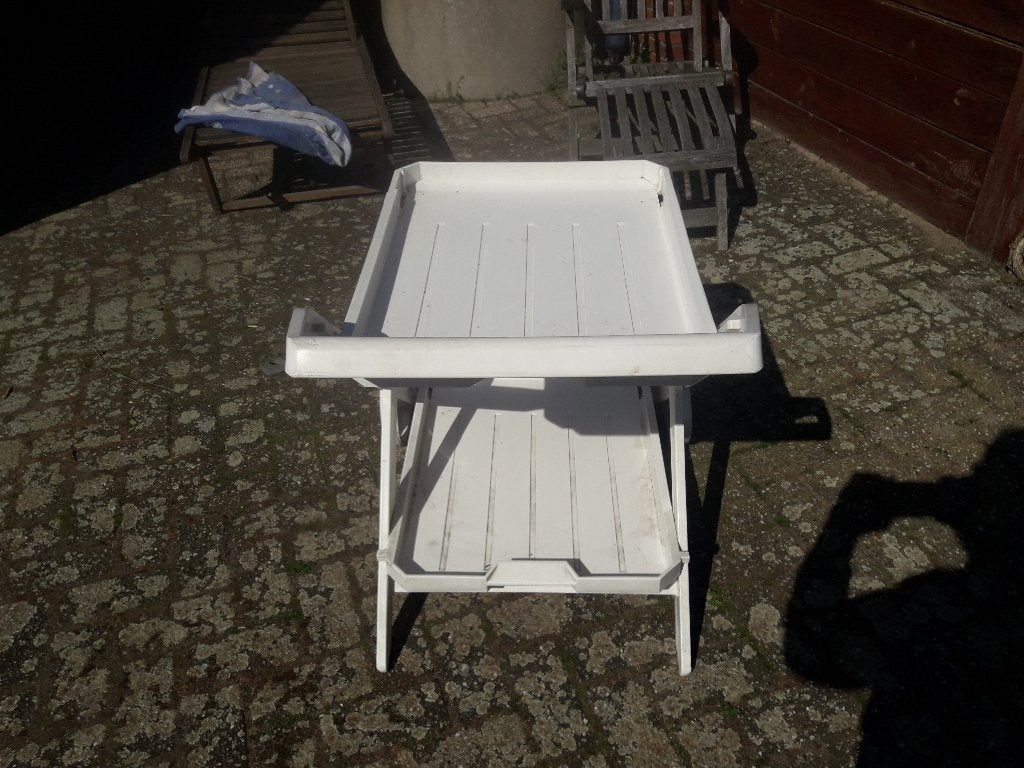serveerwagen + 6 stapelstoelen, Ophalen, Gebruikt, Kunststof, Stapelbaar