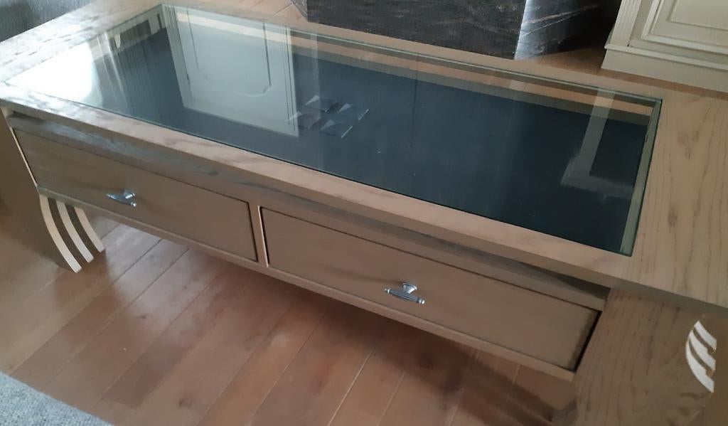 Salontafel met arduinen blad + glas, Huis en Inrichting, Ophalen, Glas