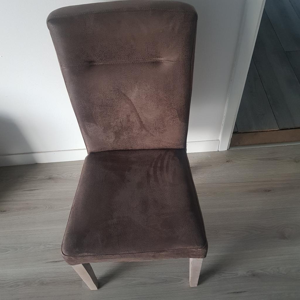 4 mooie fluwelen bruine eetkamerstoelen, Huis en Inrichting, Stoelen, Ophalen, Gebruikt, Bruin, Hout