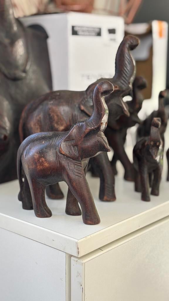 Houten olifantjes, Antiek en Kunst, Ophalen, Afrika, Handgemaakt