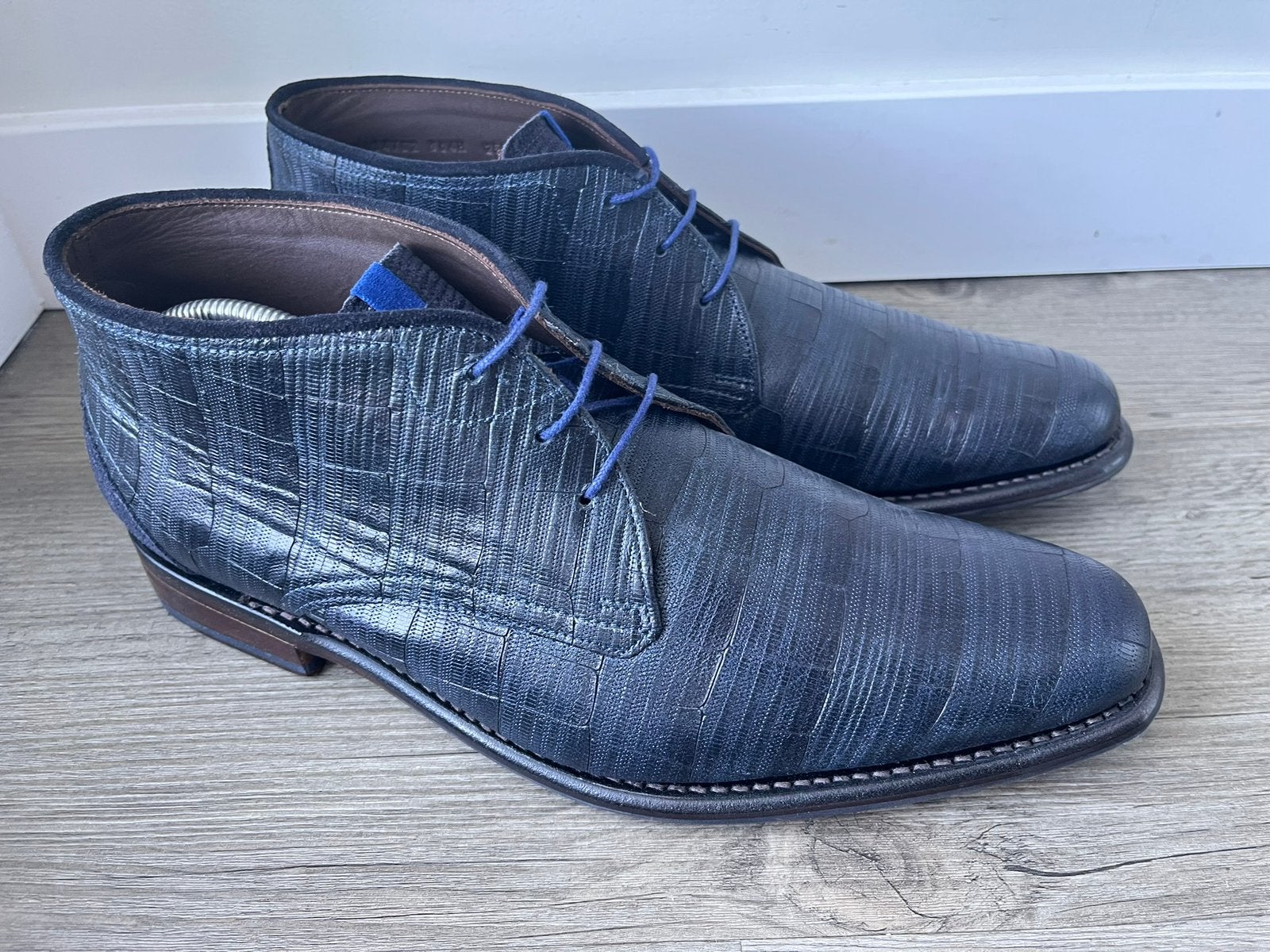 Floris van Bommel herenschoenen maat 9 / 43 H amper gedragen, Enlèvement ou Envoi, Chaussures à lacets, Comme neuf, Bleu
