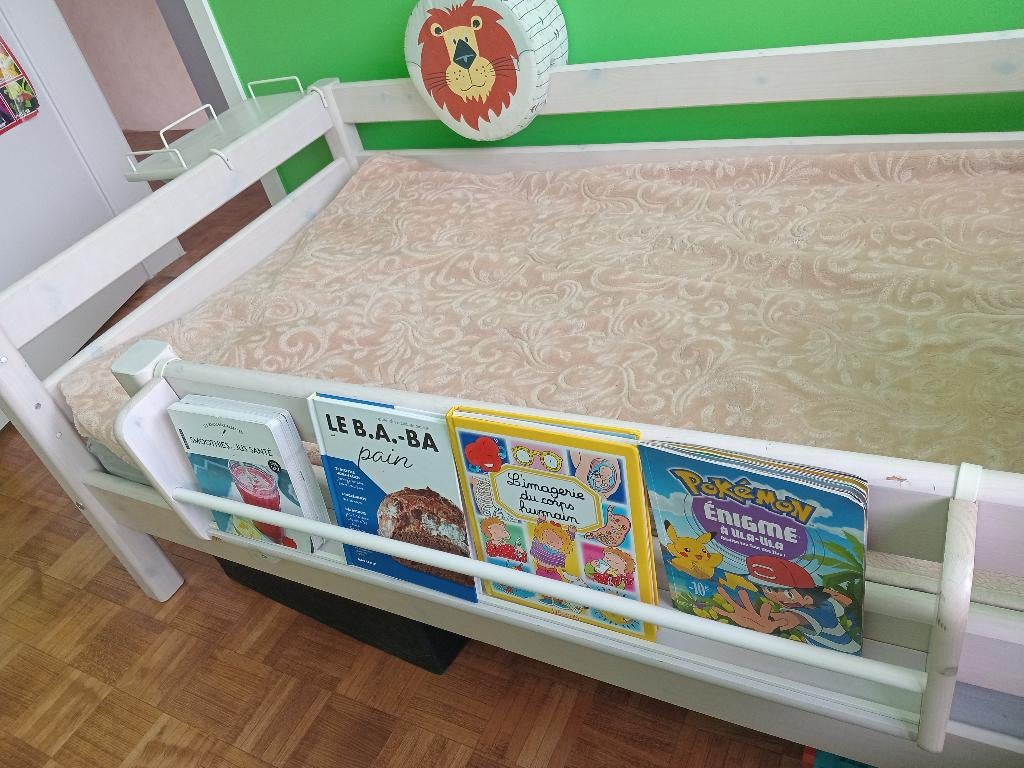 Lit complet Flexa + accessoires, Maison & Meubles, Chambre à coucher | Lits, Utilisé, Une personne, 90 cm, 200 cm, Bois, Enlèvement