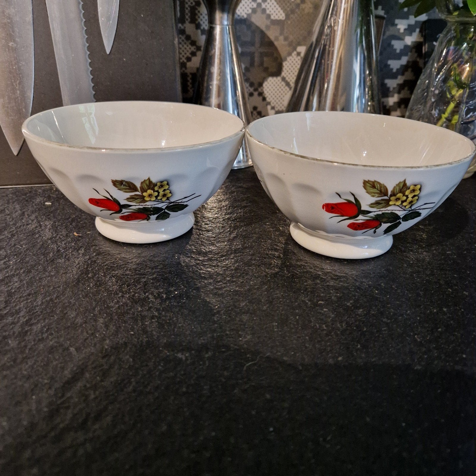 2 bols décor floral, Enlèvement ou Envoi