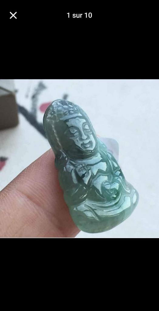 Geluksbedelhanger van Myanmarese jade met certificaat, Ophalen, Overige voorstellingen, Nieuw, Steen of Mineraal