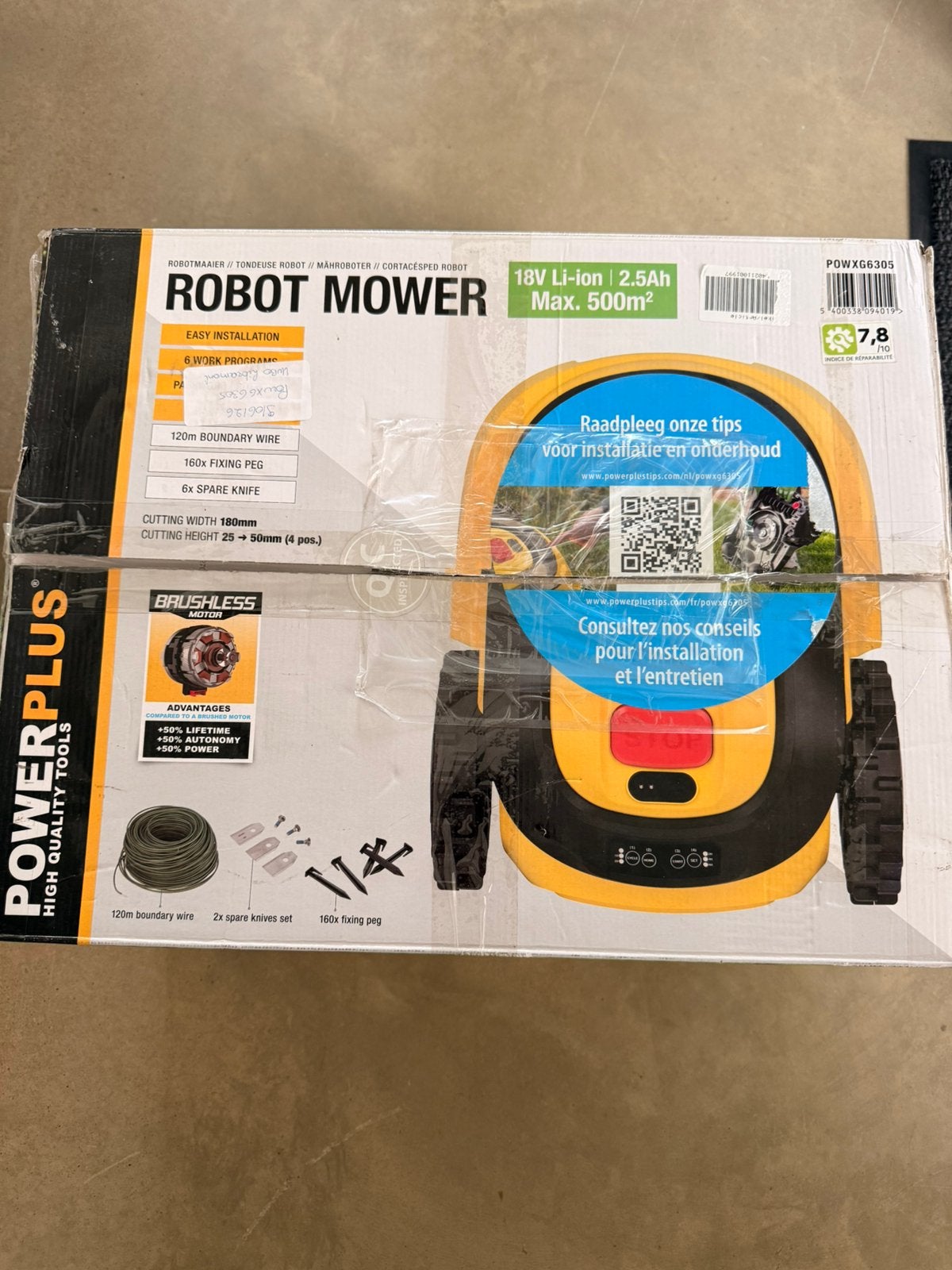 Robot tondeuse Powerplus, Tuin en Terras, Robotmaaiers, Gebruikt, Minder dan 20 cm, Met regensensor, Ophalen