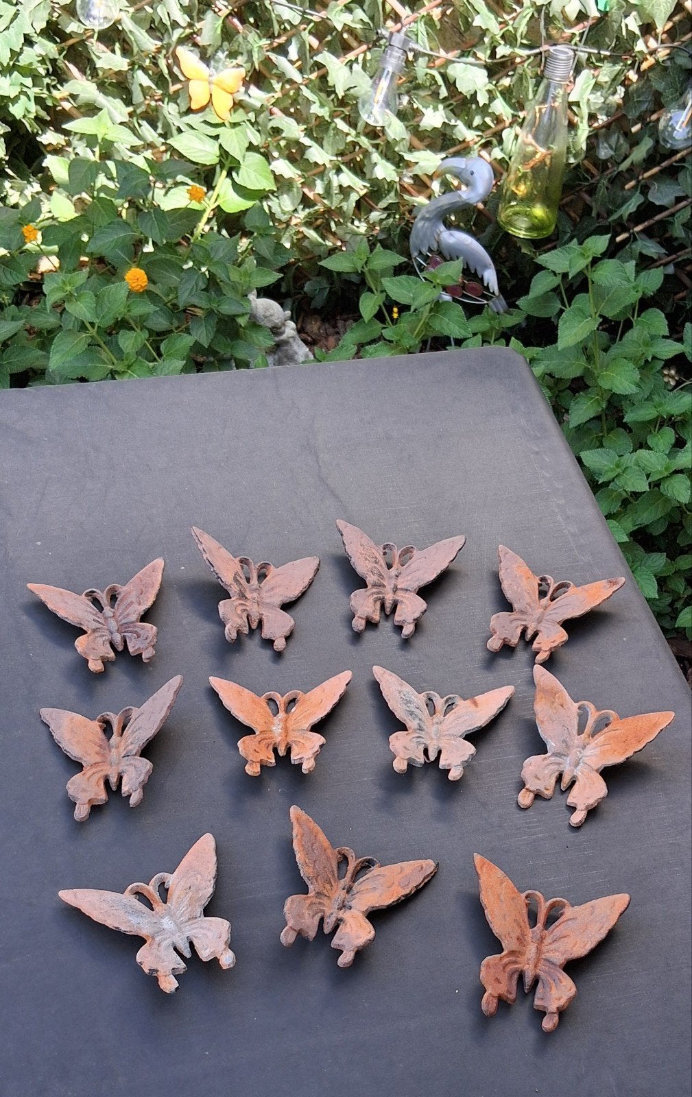 Roestige tuinornamenten / wanddecoratie, Tuin en Terras, Ophalen of Verzenden, Gebruikt