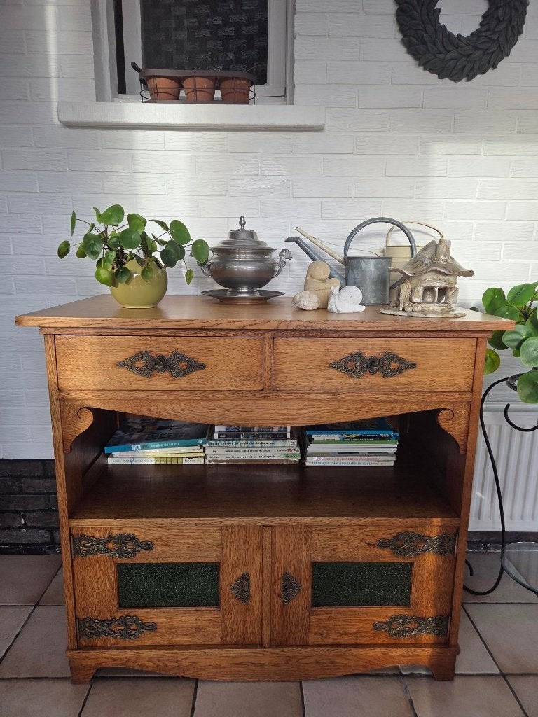 Eiken lage Dressoirkast 100cm breed, +100 jaar oud, Antiek en Kunst, Ophalen