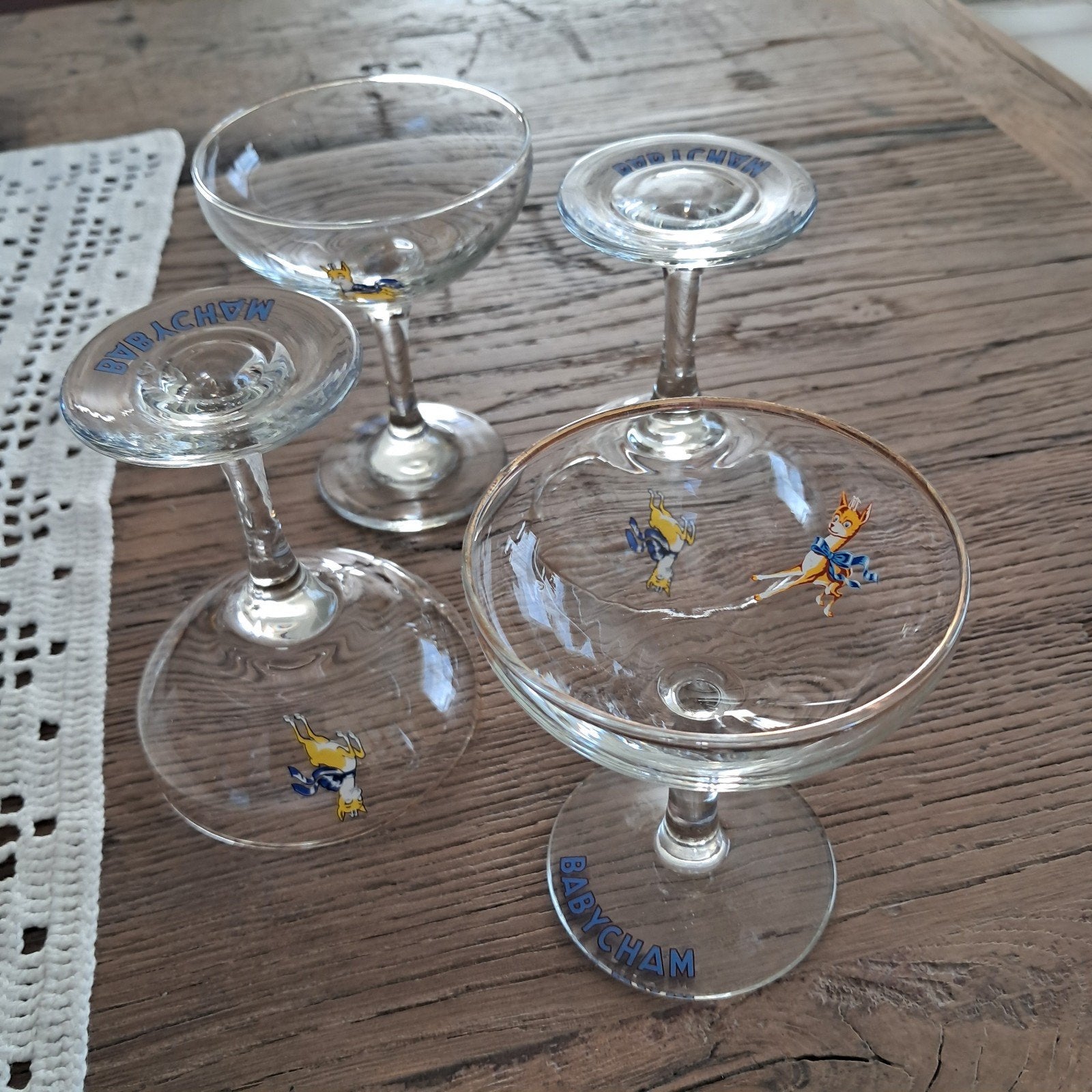 4 " babycham" glazen, Collections, Enlèvement ou Envoi, Utilisé, Autres types