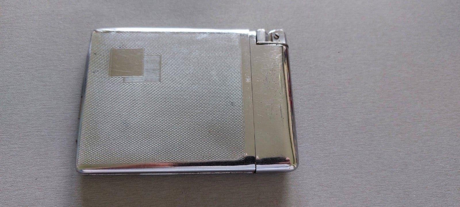 Étui à cigarettes vintage en metal avec alumeur, Enlèvement ou Envoi, Utilisé, Briquet