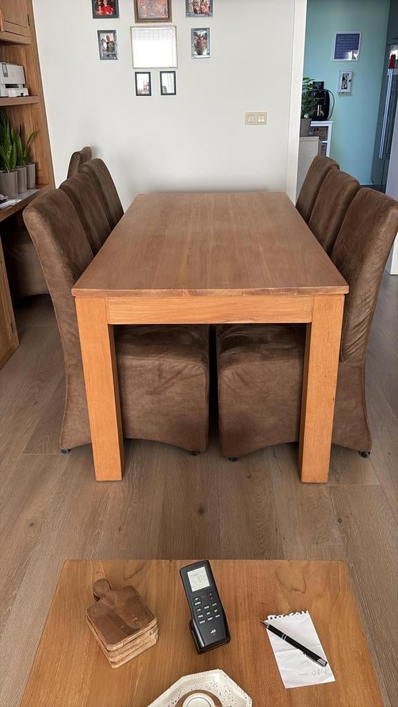 Houten tafel met 7 stoelen, Maison & Meubles, Enlèvement