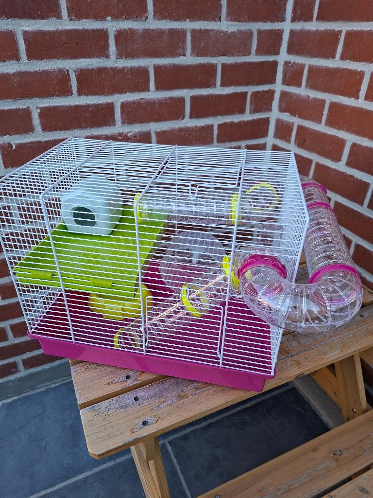 Hamsterkooi met toebehoren, Animaux & Accessoires, Rongeurs & Lapins | Cages & Clapiers, Comme neuf, Cage, Moins de 60 cm, Moins de 75 cm