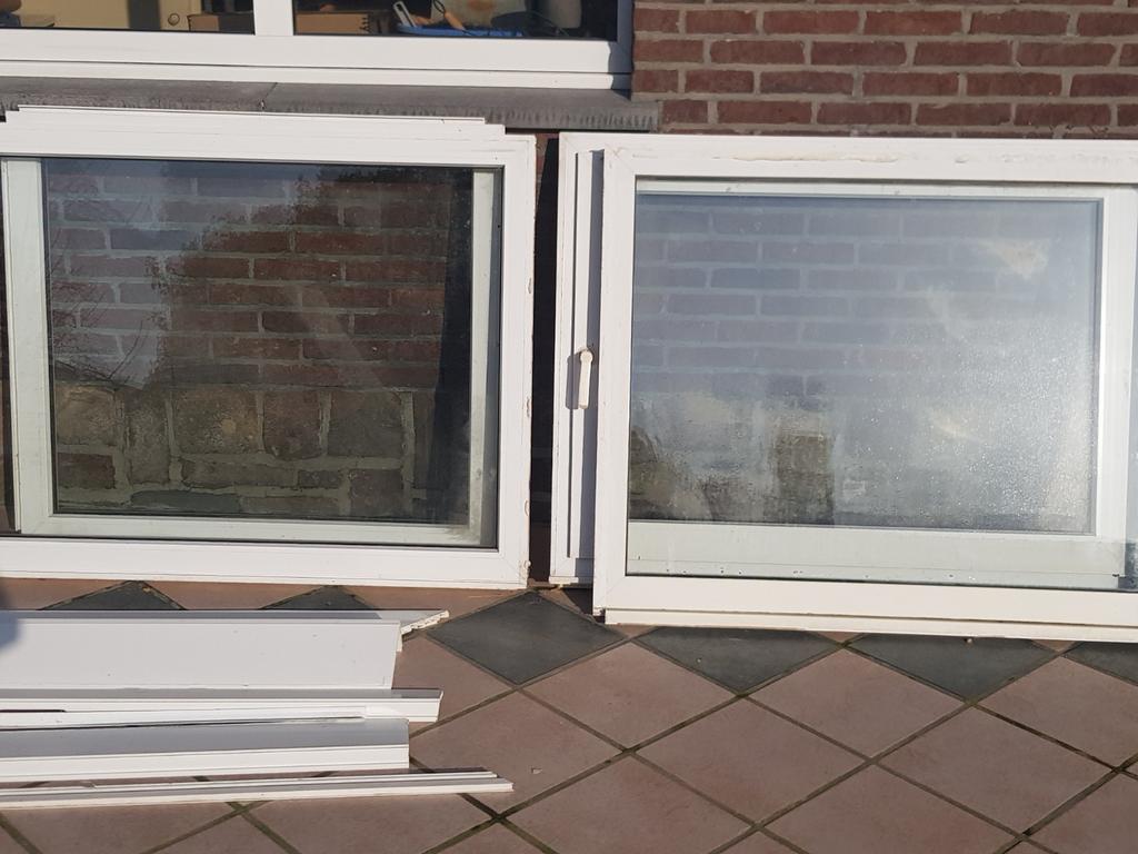 2 Ramen. Pvc van Schuco, dubbele beglazing., Doe-het-zelf en Bouw, Ophalen, Gebruikt, Dubbelglas