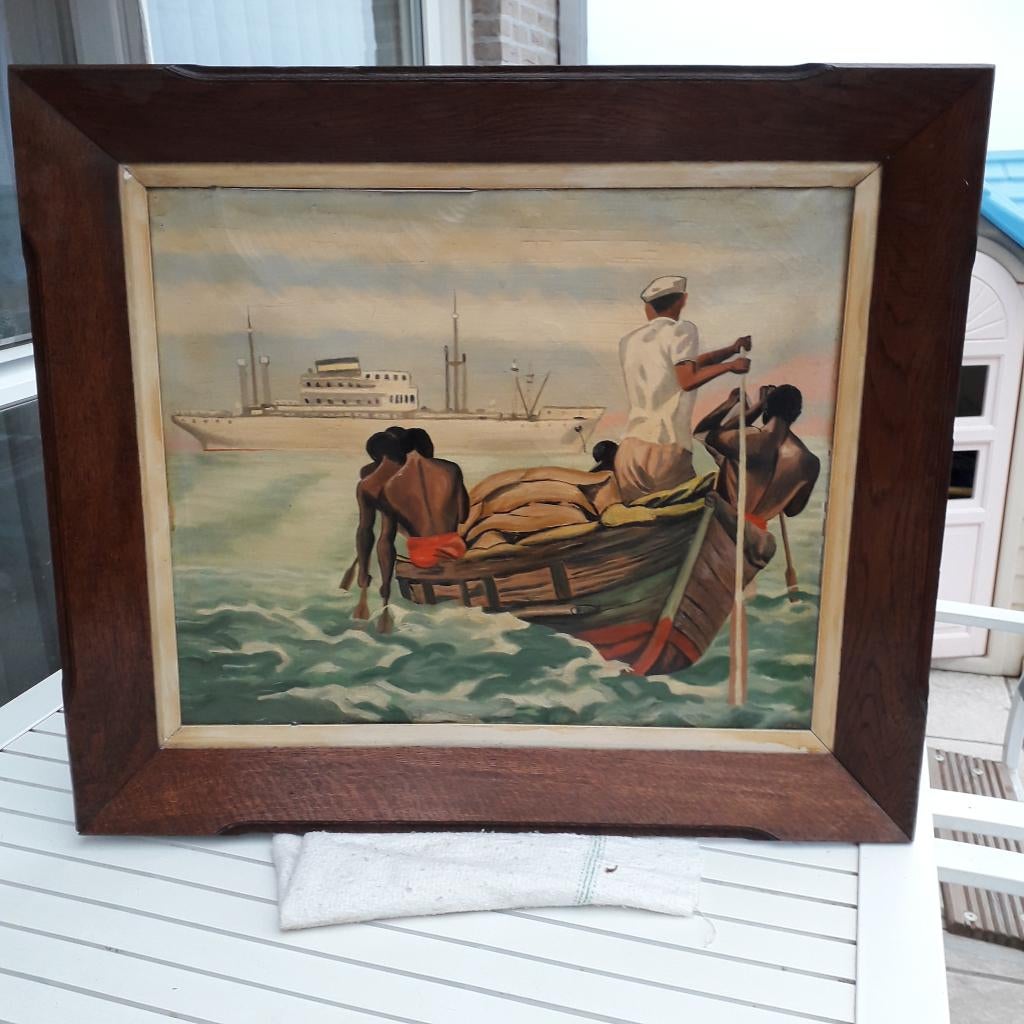 congo schilderij, Maison & Meubles, Comme neuf, Enlèvement, 50 à 75 cm, Peinture