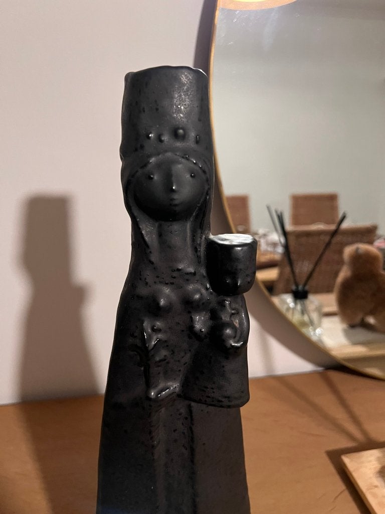 Statue vintage en céramique de Marie avec enfant, noire. L, Enlèvement ou Envoi