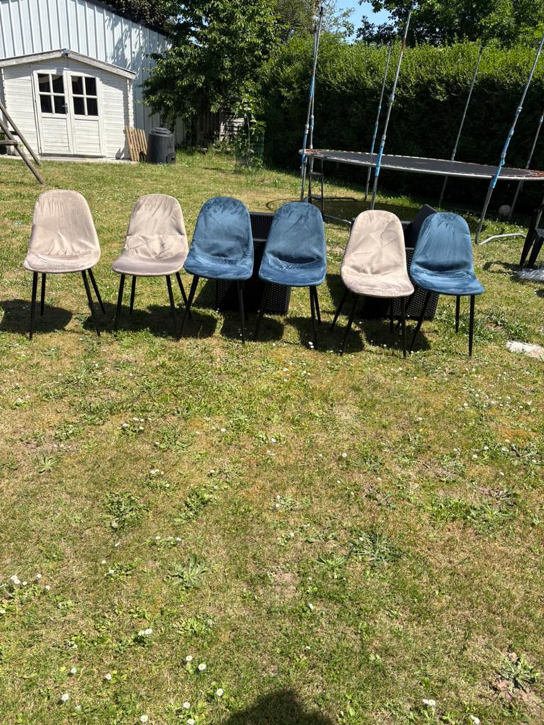 6  stoelen te koop, Ophalen, Blauw, Zo goed als nieuw, Stof