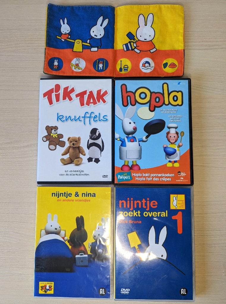 Nijntje, Tik Tak & Hopla DVD's + knisperboekje, Ophalen of Verzenden, Educatief