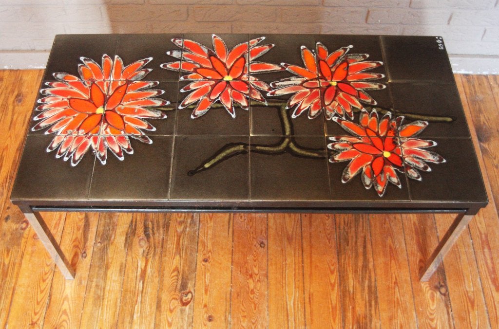ADRI Vintage Design Salontafel / Tegeltafel / Belarti Style, Maison & Meubles, Métal, Comme neuf, Enlèvement, Rectangulaire