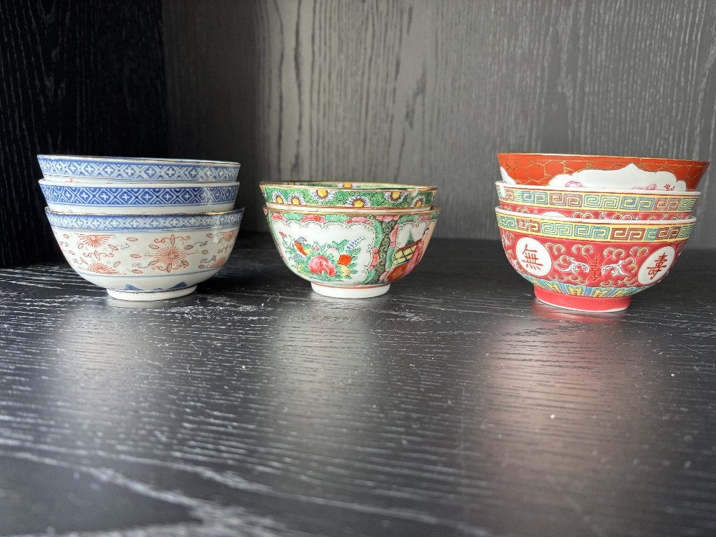 Set 8 vintage Chinese porseleinen kommetjes, Antiquités & Art, Enlèvement ou Envoi