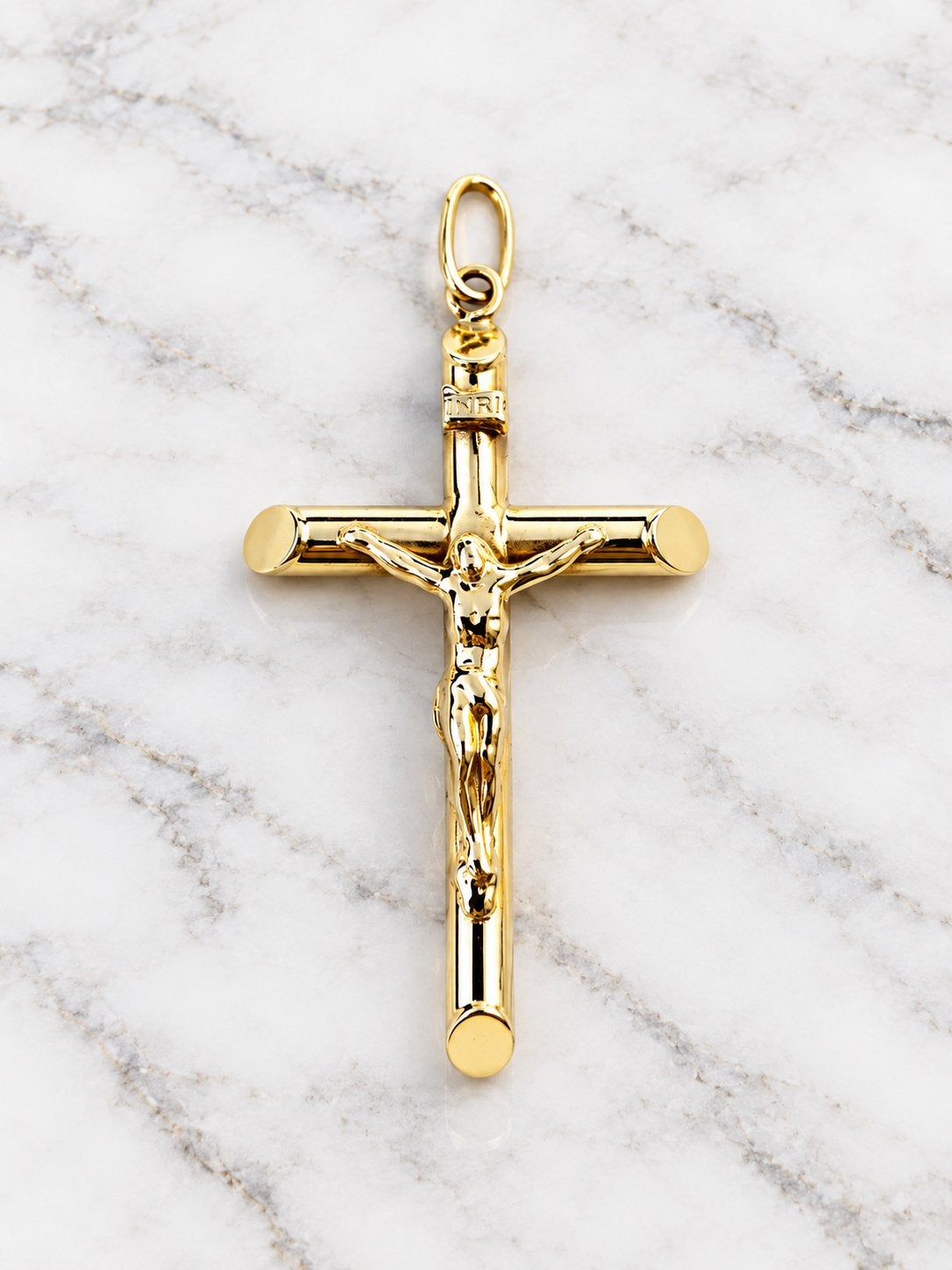 Croix en or jaune 18 carats, Envoi, Comme neuf, Jaune, Or