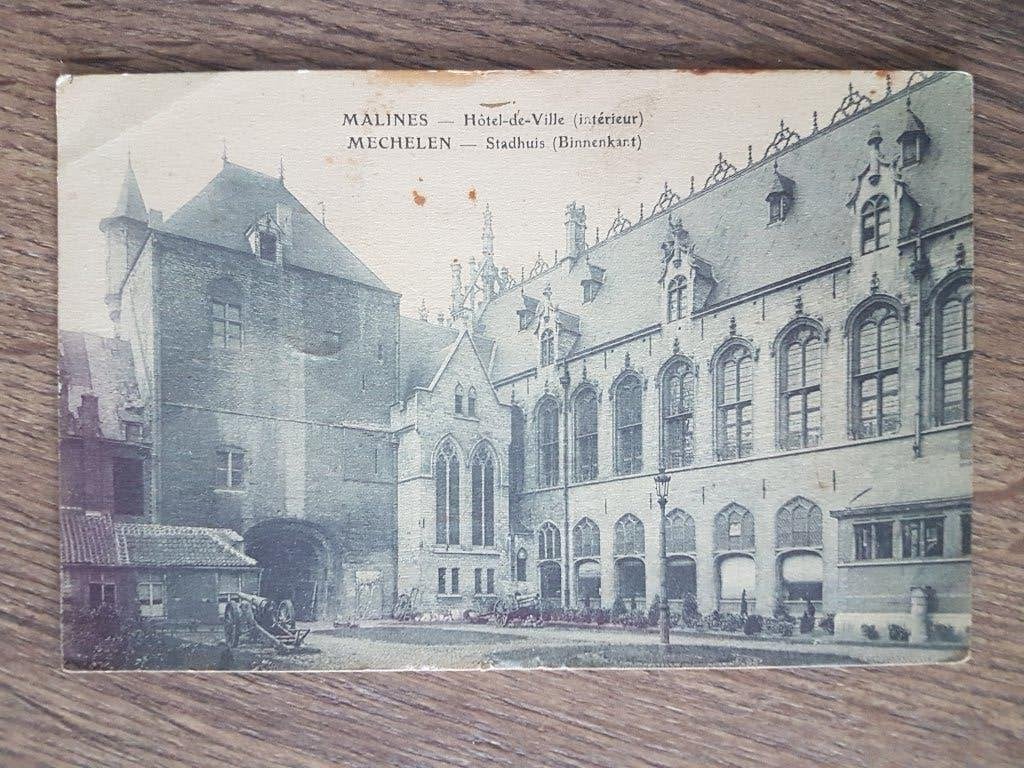 Postkaart Mechelen Malines Stadhuis binnenkant, Ophalen of Verzenden, 1920 tot 1940, Gelopen, Antwerpen