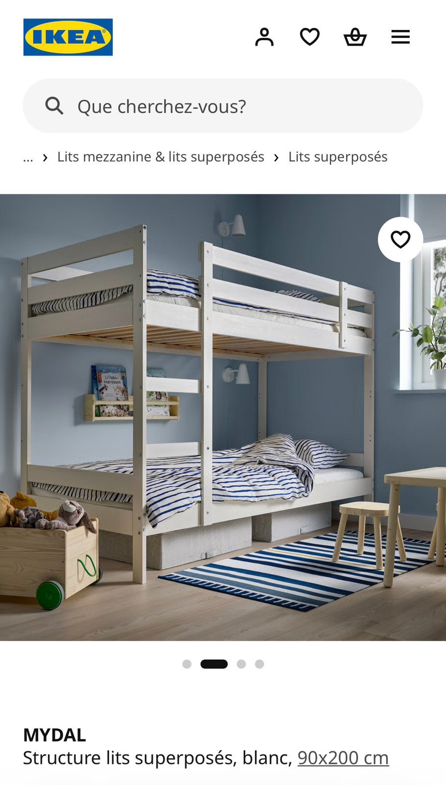 Lit en bois naturel superpose ikea, Neuf, 90 cm, Enlèvement, Lits superposés