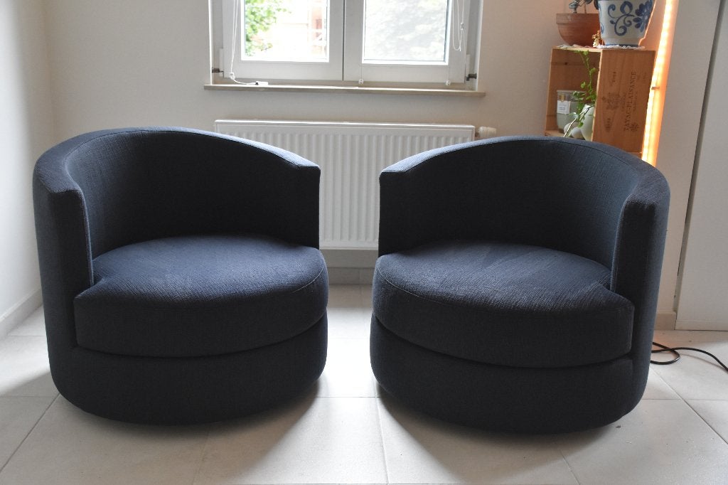 Paire de Fauteuils tournants Tissus Noir, Moins de 75 cm, Comme neuf, Enlèvement, 75 à 100 cm
