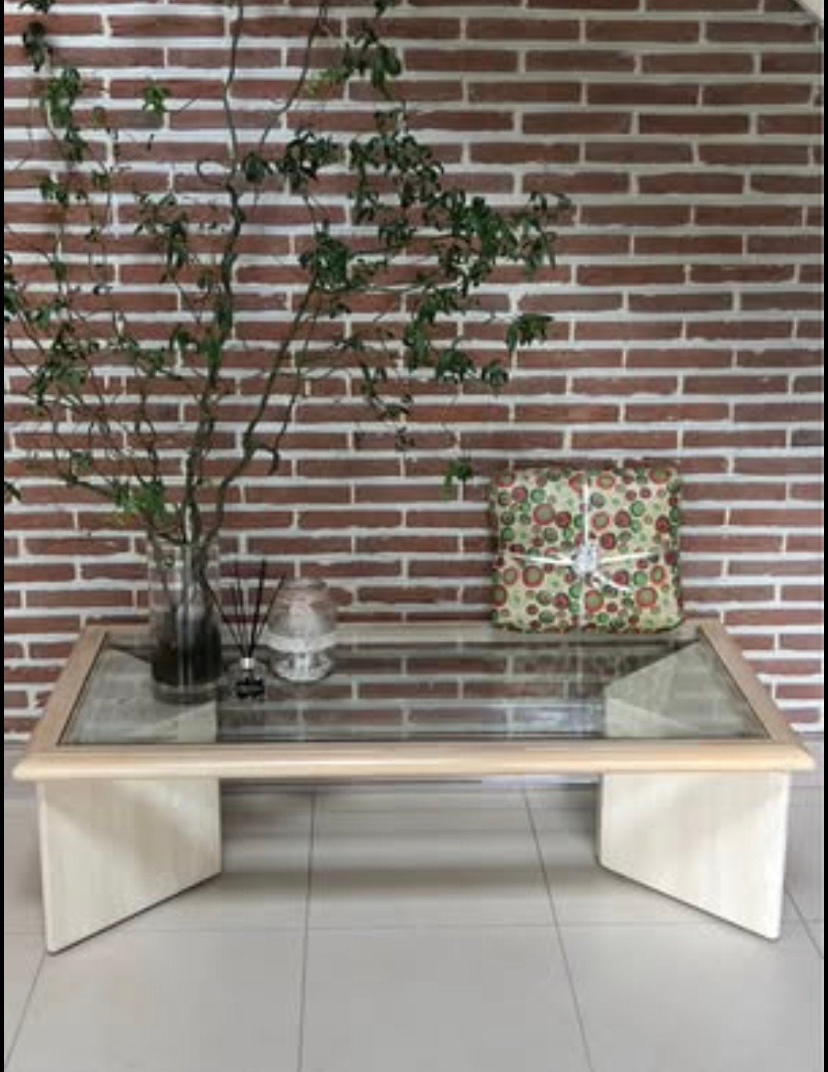 Salontafel in glas en marmer onderstel, Ophalen, 100 tot 150 cm, 50 tot 100 cm, Glas