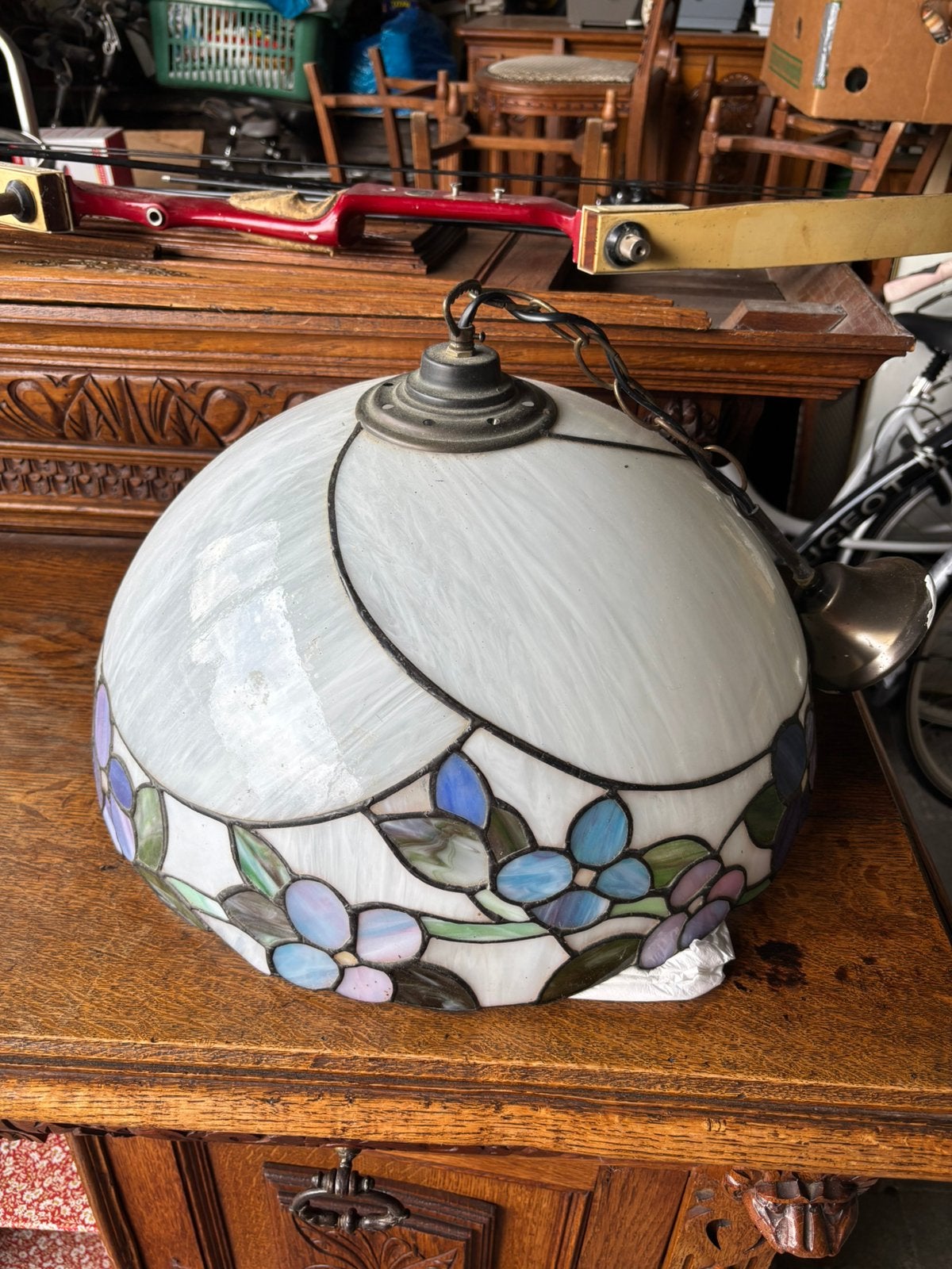 Vintage lamp glas in lood tifany stijl, Antiek en Kunst, Ophalen