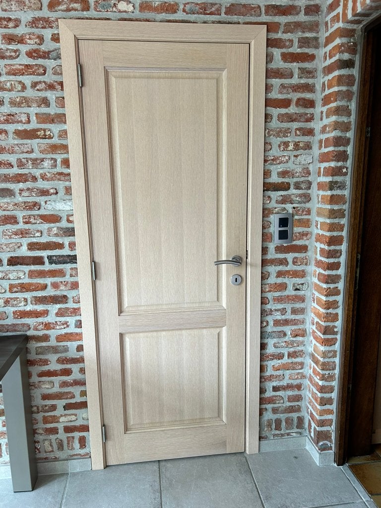 2 houten binnendeuren met vinyl afwerking gelooide eik, Ophalen, Gebruikt, Minder dan 80 cm, Binnendeur
