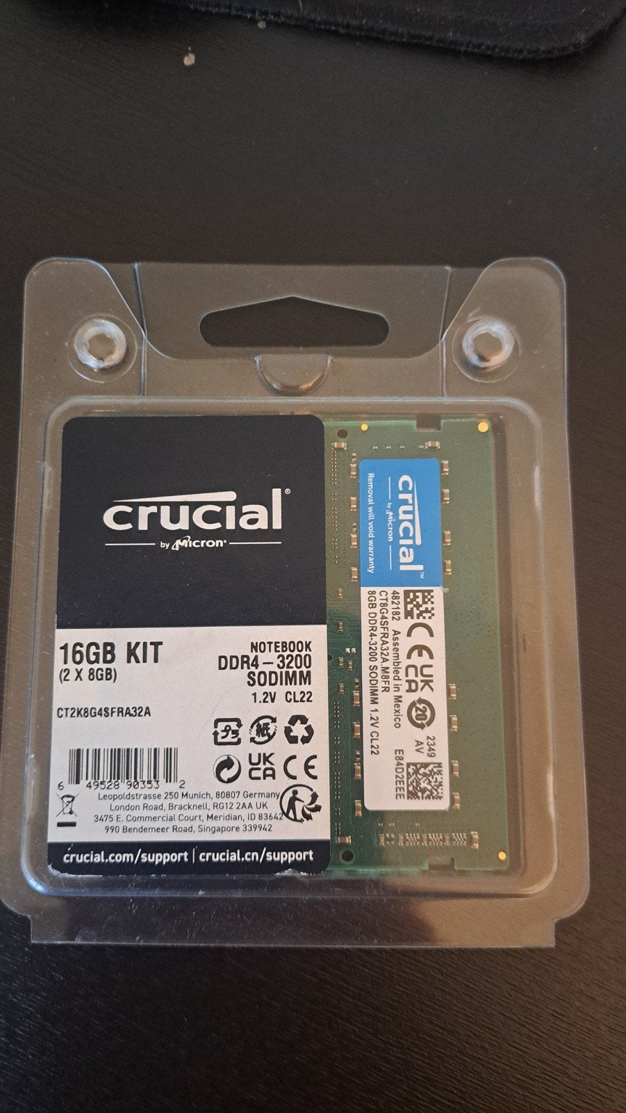 Crucial CT2K8G4SFRA32A, Computers en Software, RAM geheugen, Ophalen of Verzenden, DDR4, Laptop, 16 GB