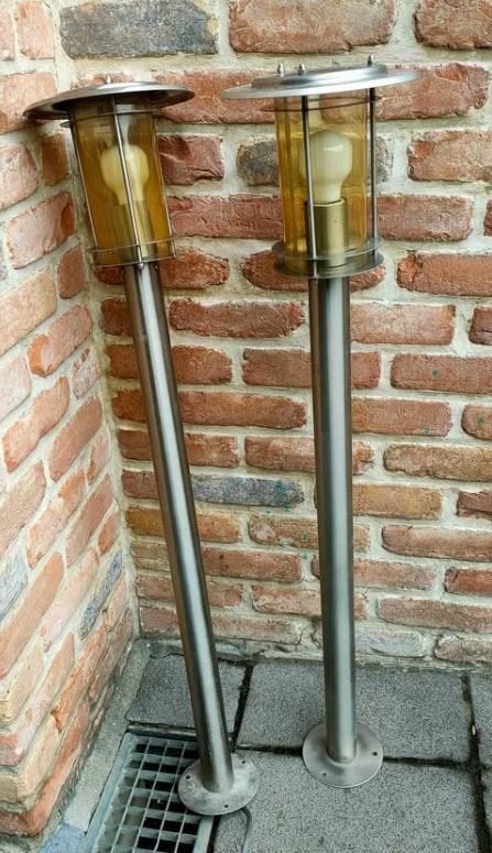 2 Lampes extérieure sur pied, 1m, (marque SMC), Comme neuf, Enlèvement, E27 (grand), Métal