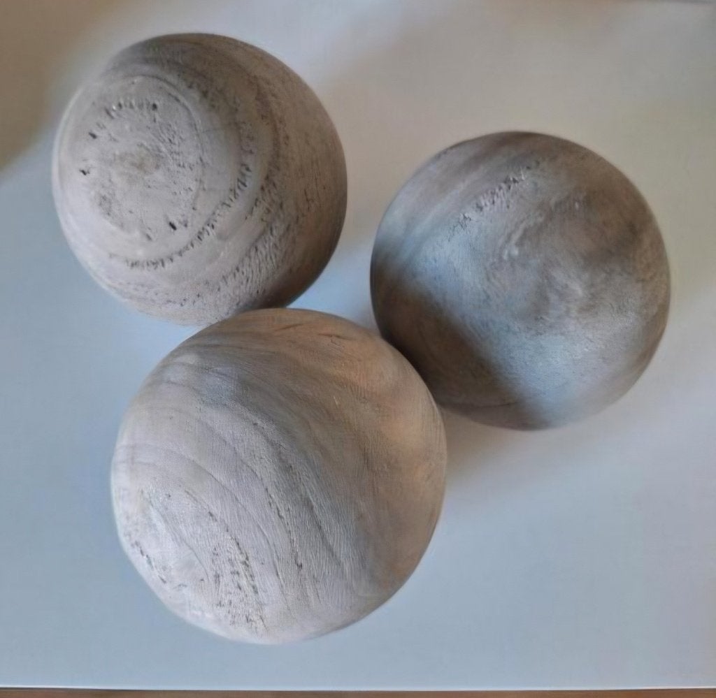 Landelijke Houten Decoratie Bollen - Set van 3 (Ø 12 cm), Ophalen, Hout, Landelijk