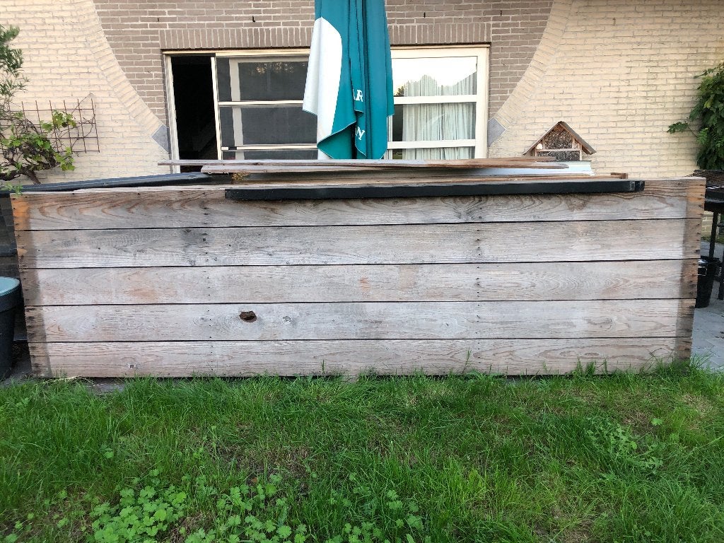 Houten Terras afsluiting met afdek voor led verlichting, Ophalen, Gebruikt, Hout, Overige typen