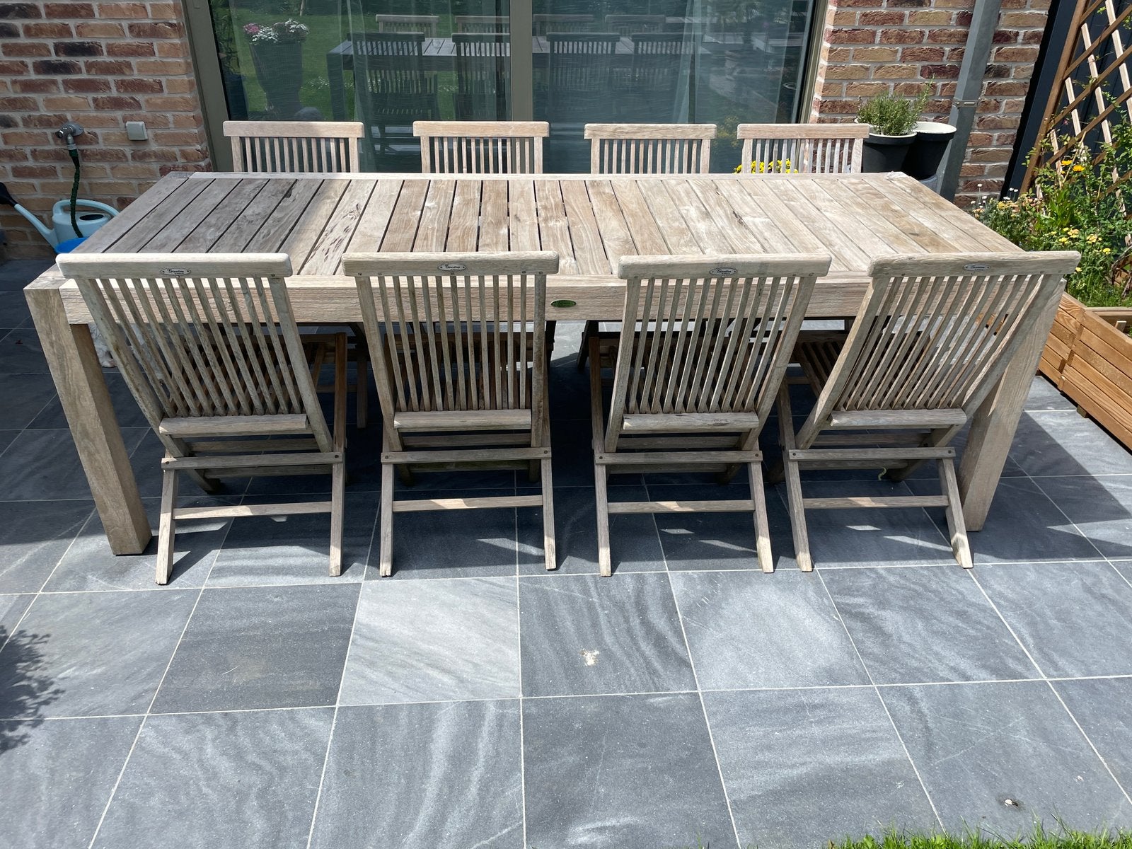 Set de jardin Giardino en teck avec 8 chaises, Table à dinner, Salons de jardin, 8 places, Enlèvement