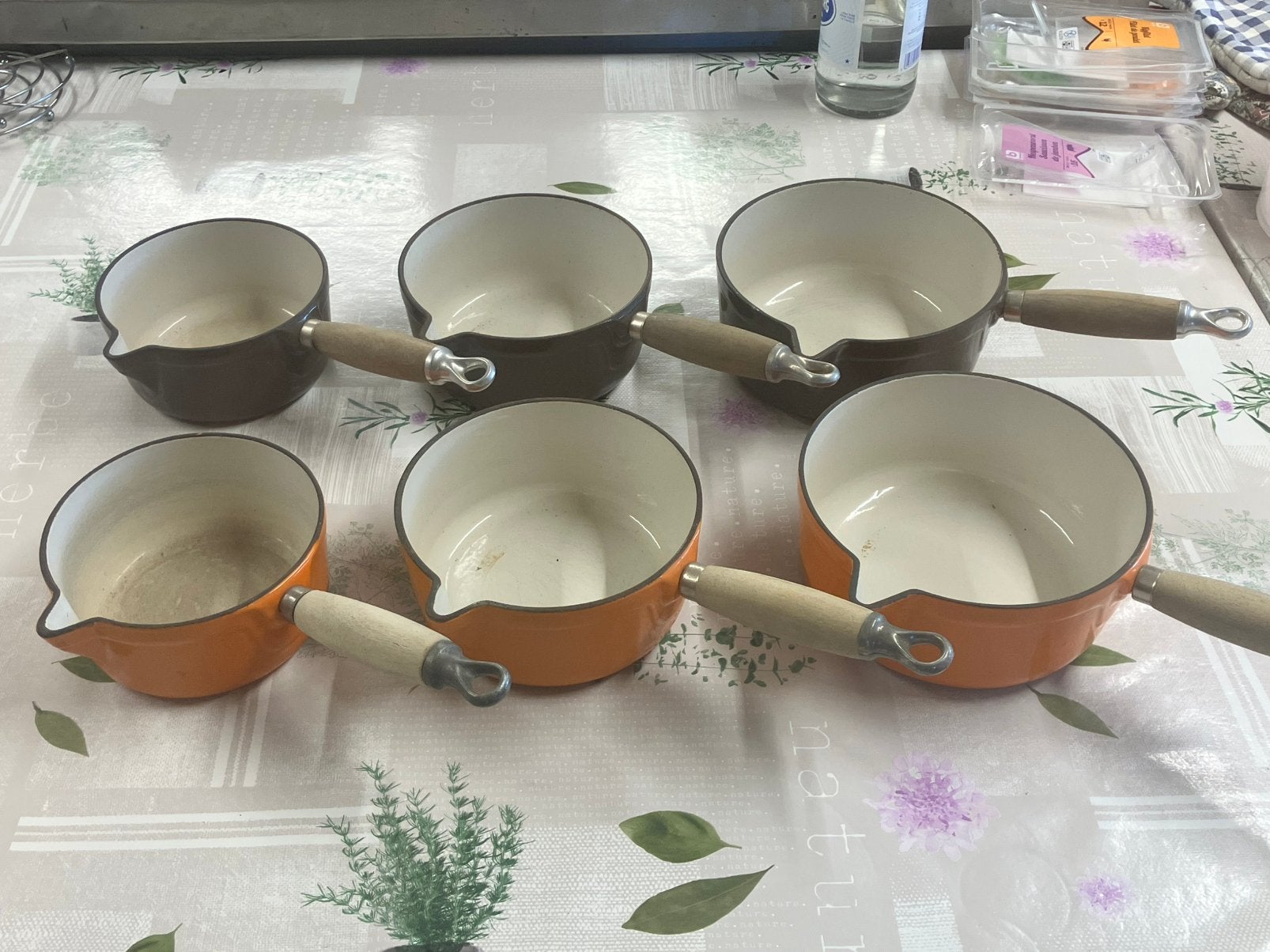 Gietijzeren pannenset, Huis en Inrichting, Ophalen, Gebruikt, Gietijzer, Met handvatten