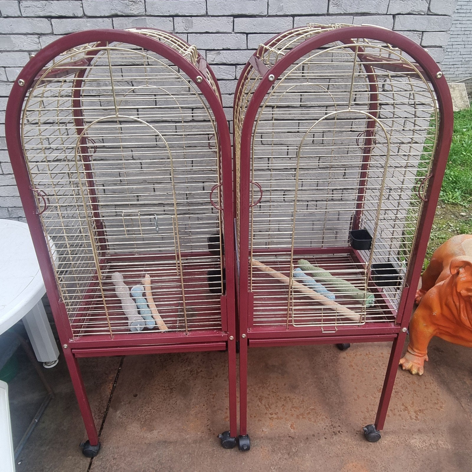 2 papegaaien kooien, Ophalen
