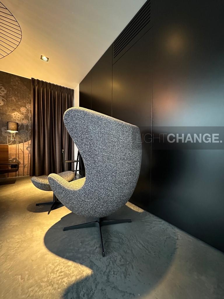 Fritz Hansen EGG Chair + Footstool, stof leder NIEUW in doos, Ophalen, Nieuw, Leer, High-end Furniture
