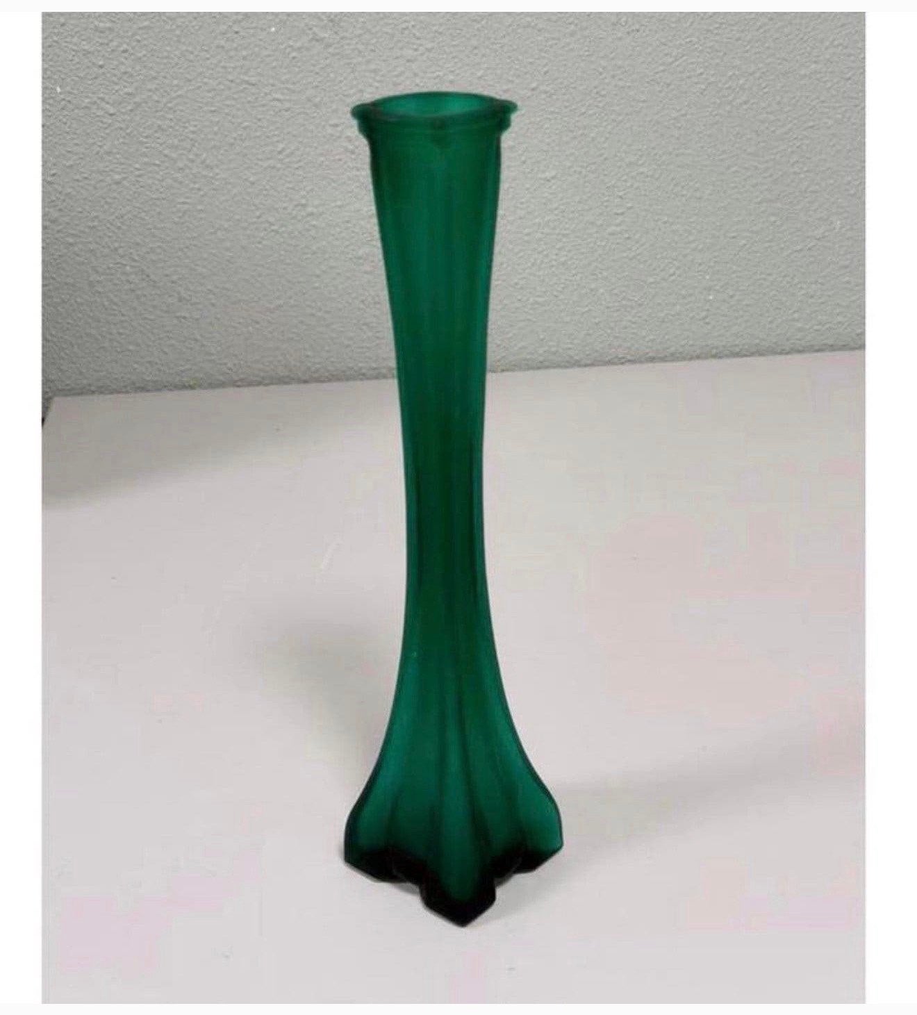 Vase en verre vert vintage design années 1930 - 30 cm, Enlèvement ou Envoi