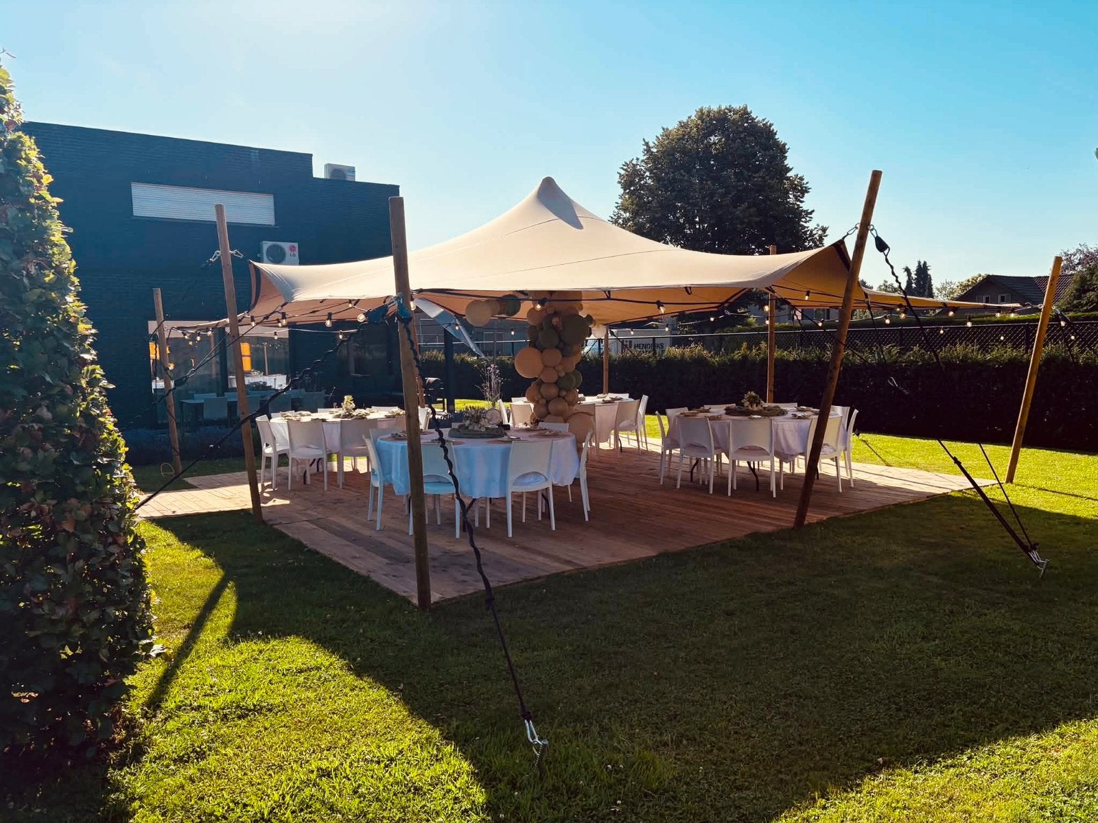 Te huur! Stretchtent - 7x7m inclusief verlichting, Ophalen of Verzenden, Zo goed als nieuw