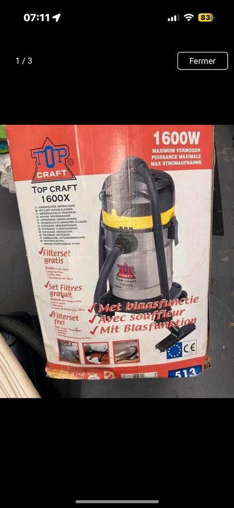 aspirateur top craft 1600x, Ophalen, Gebruikt