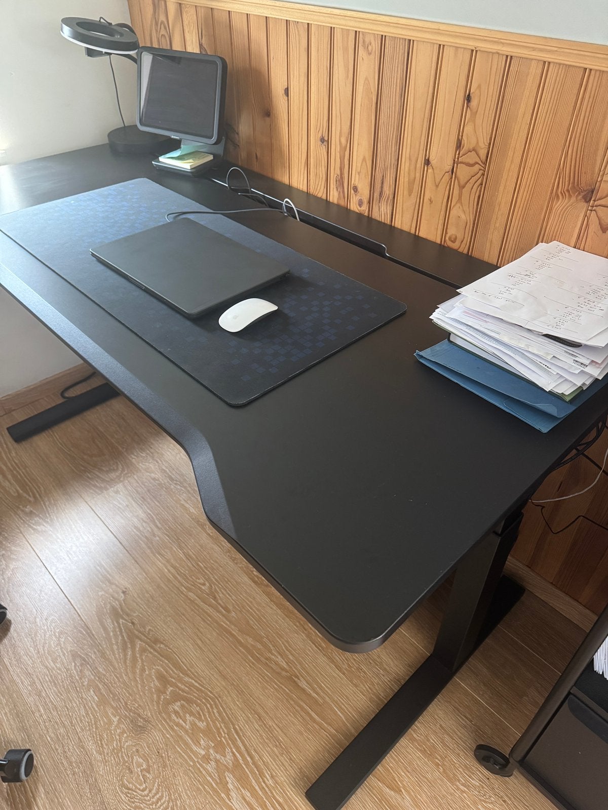Gamebureau zit/sta elektrisch/zwart 160x80 met stoel, Maison & Meubles, Bureaux, Bureau gaming, Électrique, Comme neuf, IKEA