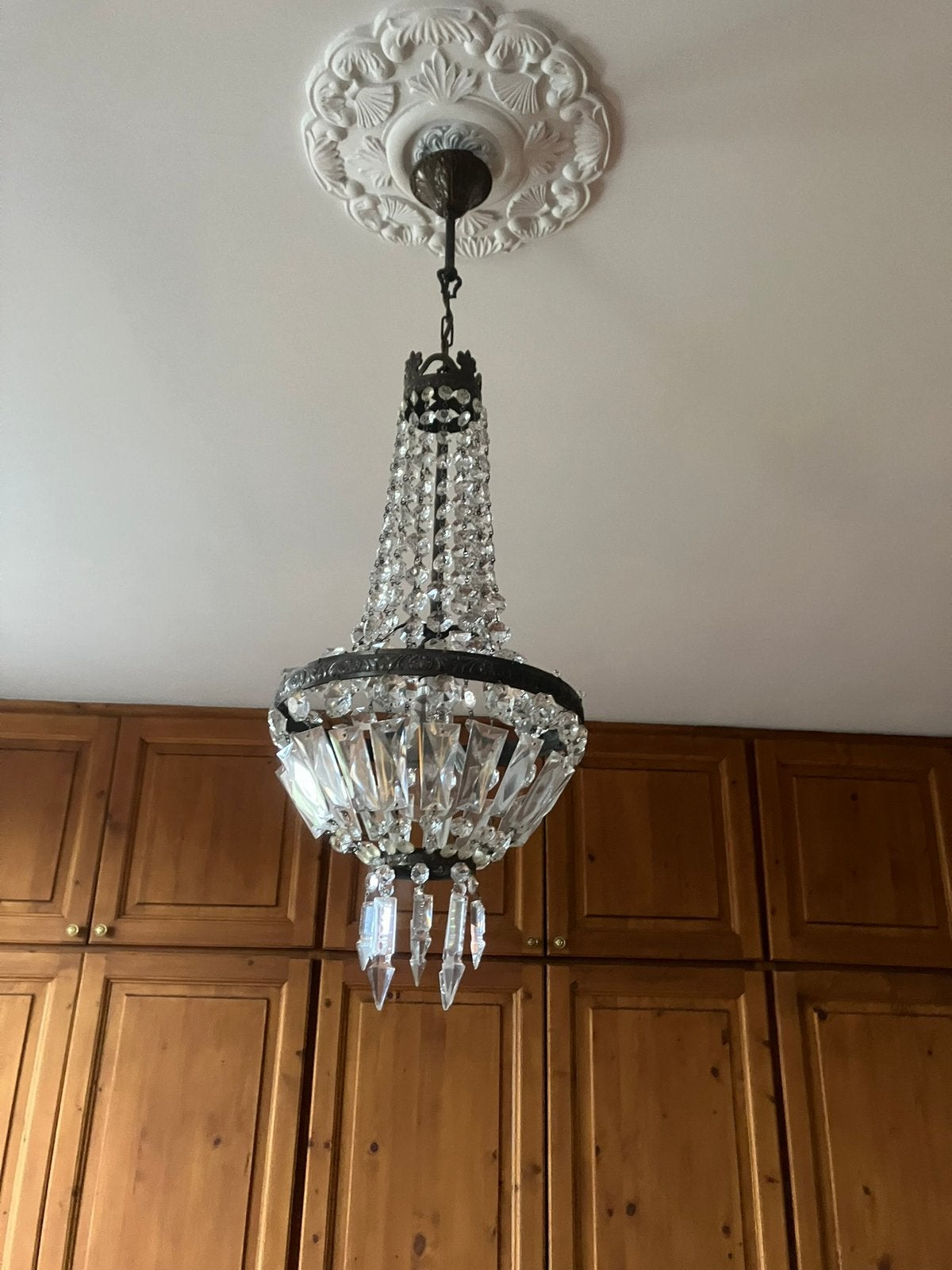 Klassieke antieke luster / kroonluchter., Huis en Inrichting, Ophalen, Gebruikt, Glas