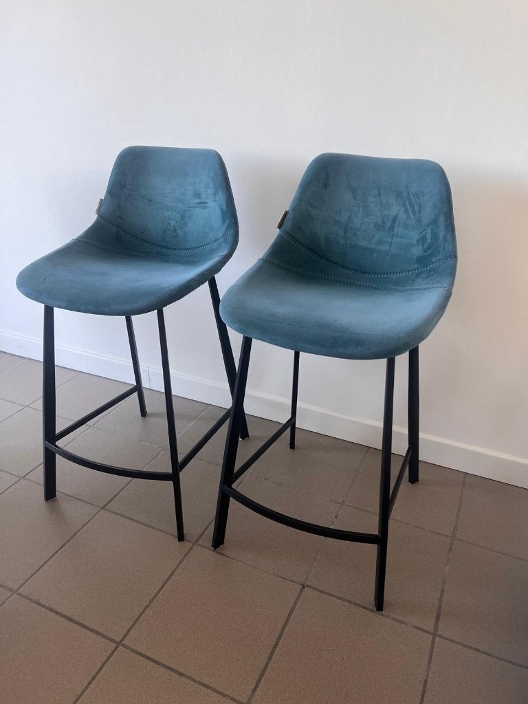 2 velvet barkrukken, 2 krukken, Ophalen, Zo goed als nieuw
