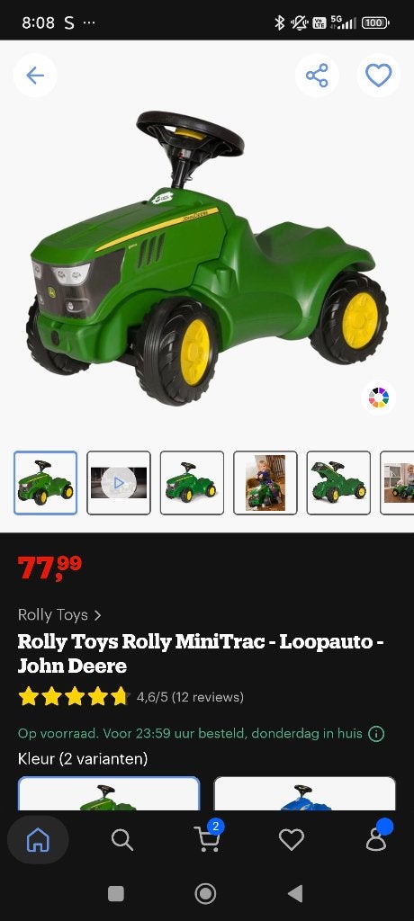 Zeer mooie kinder mini tractor John Deere, Ophalen, Gebruikt, Loopvoertuig