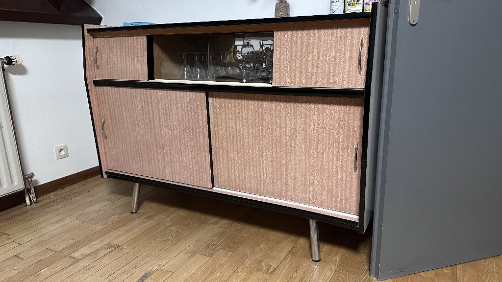 Set van 3 vintage meubels - Buffet en tafels 35€, Ophalen, 50 – 75, Minder dan 50 cm, Gebruikt