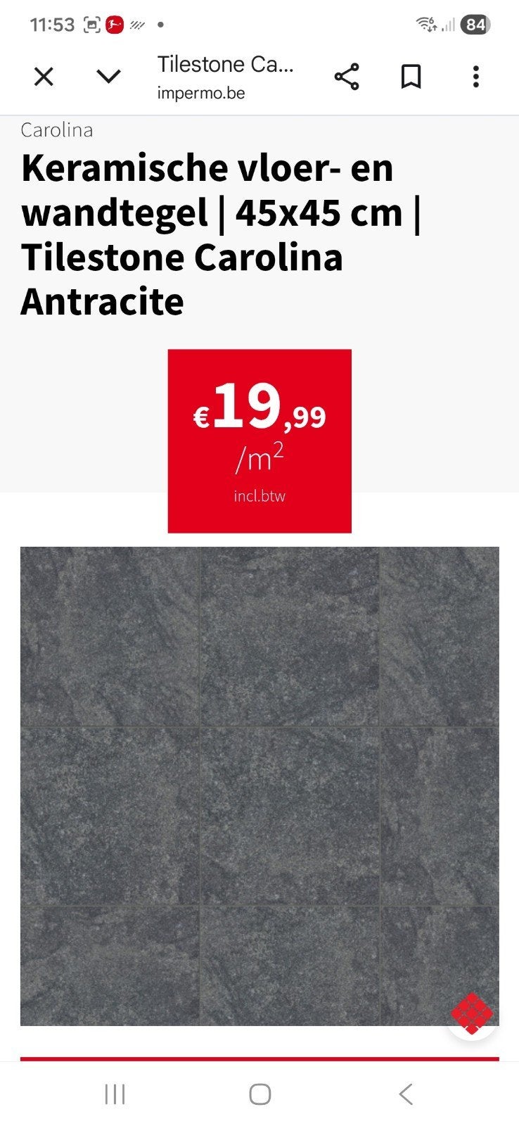 Keramische vloertegels 45 op 45, Ophalen, Vloertegels