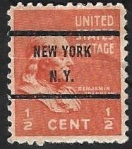 1 Postzegel - Voorafstempelingen [met plaatsnaam] (USA)1938, Ophalen of Verzenden, Gestempeld, Noord-Amerika