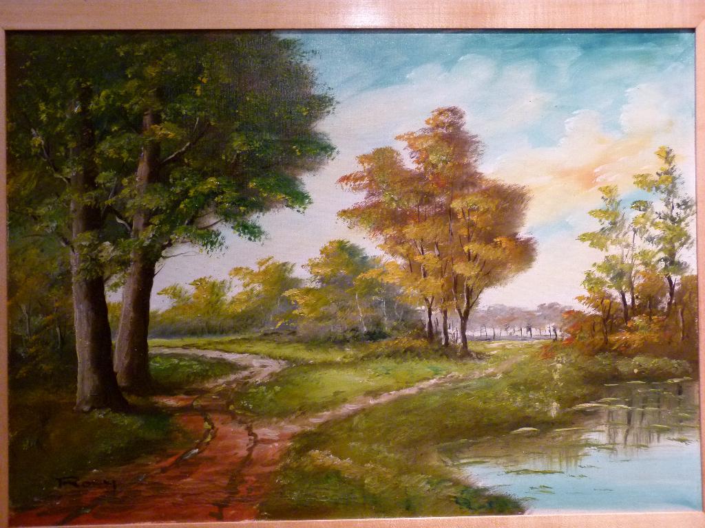 Prachtig boslandschap gesigneerd RAY 70 x 50, Antiek en Kunst, Ophalen
